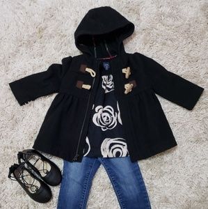 Girls black Gap winter pea coat / jacket